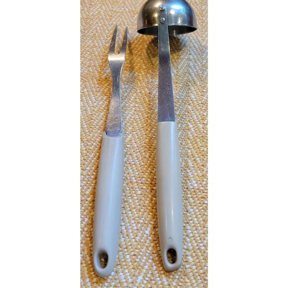 Vintage 1960s Ekco Flint Arrowhead Harvest Wheat Stainless Utensils Fork Ladle - Picture 5 of 8